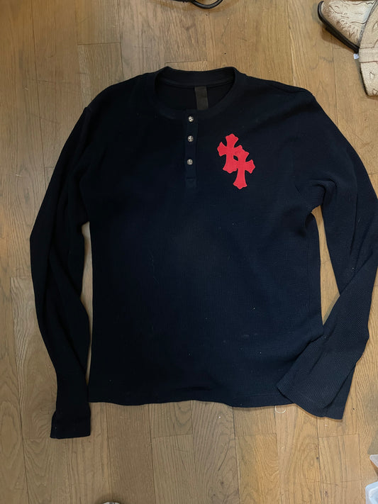Chrome hearts red patch long sleeve thermal shirt