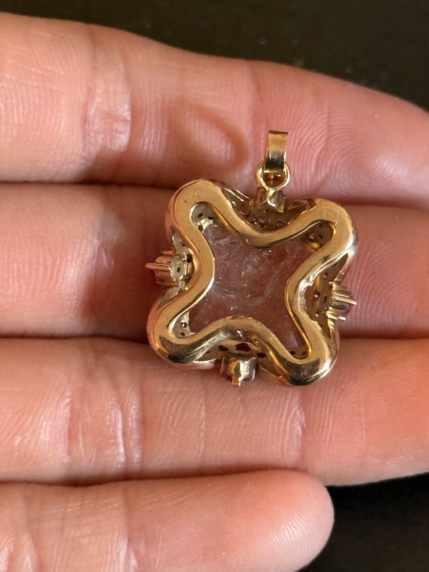 Rose gold 18k Pink Sapphire And Diamond Pendant With Morganite