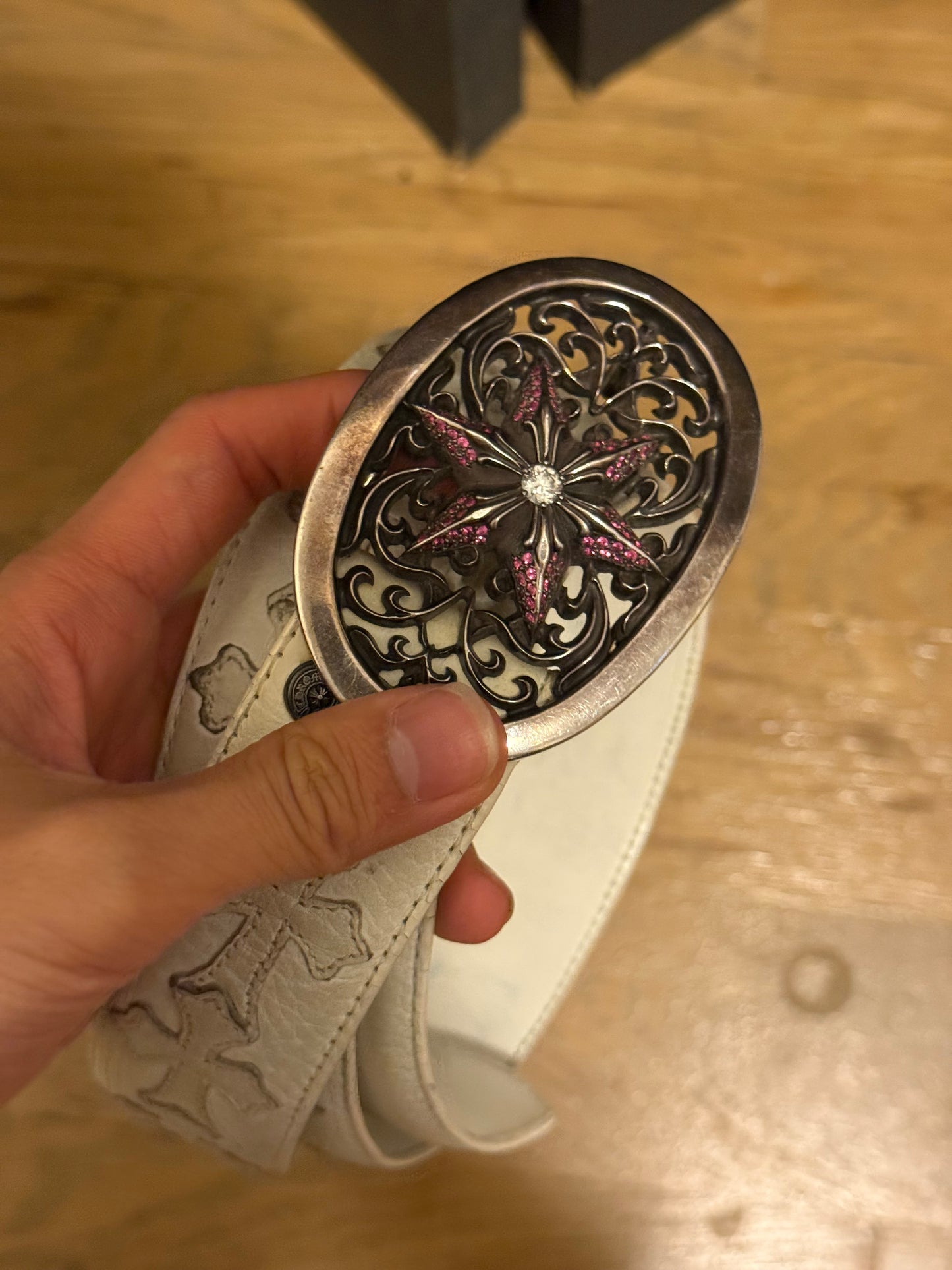 factory set diamond&sapphire star with white cross belt