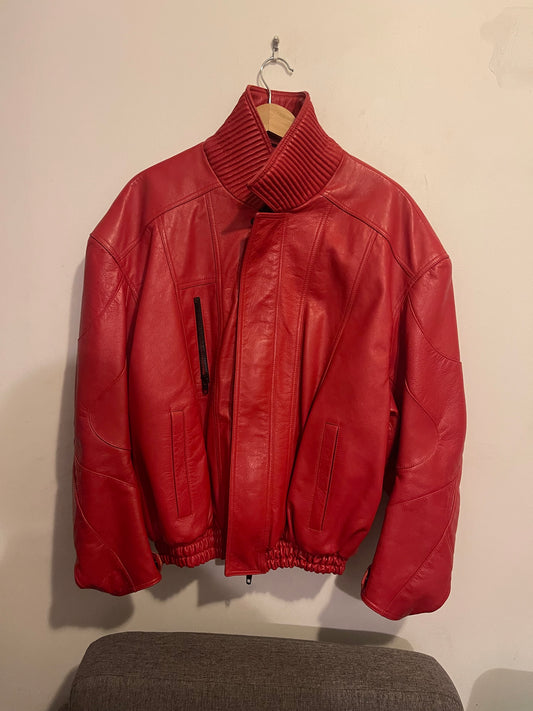 Balenciaga ss19 red moto leather jacket