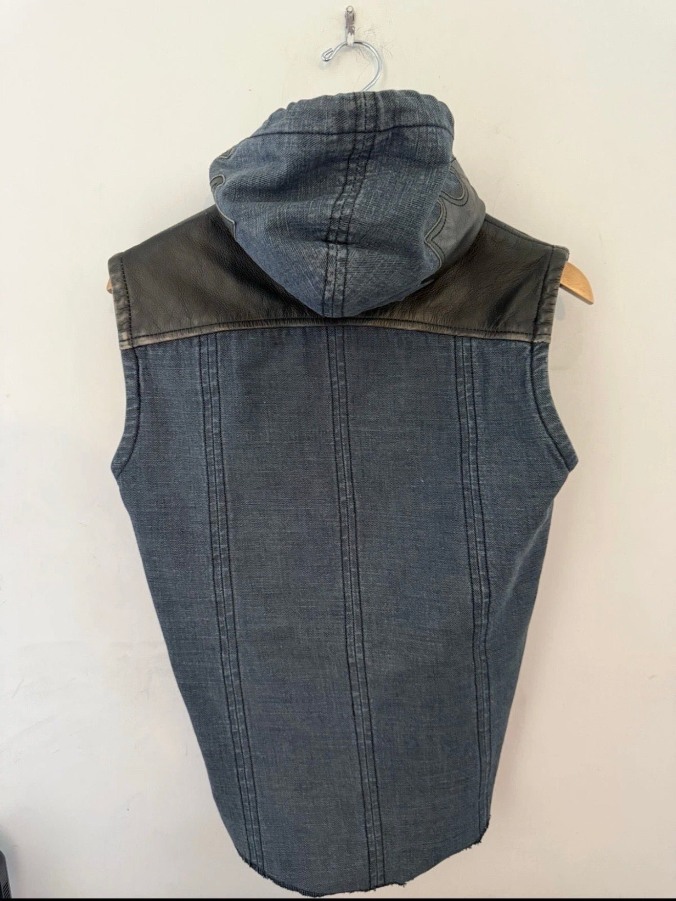 Skkin leather and denim vest. Size XS