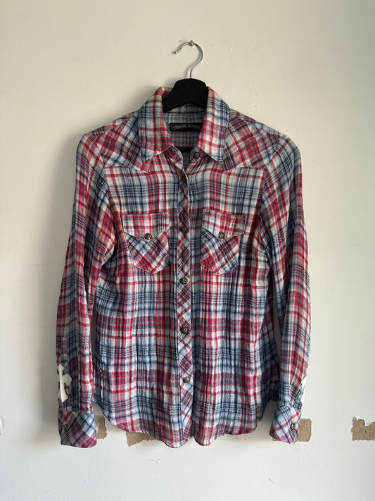 Chrome hearts checkered flannel shirt cross