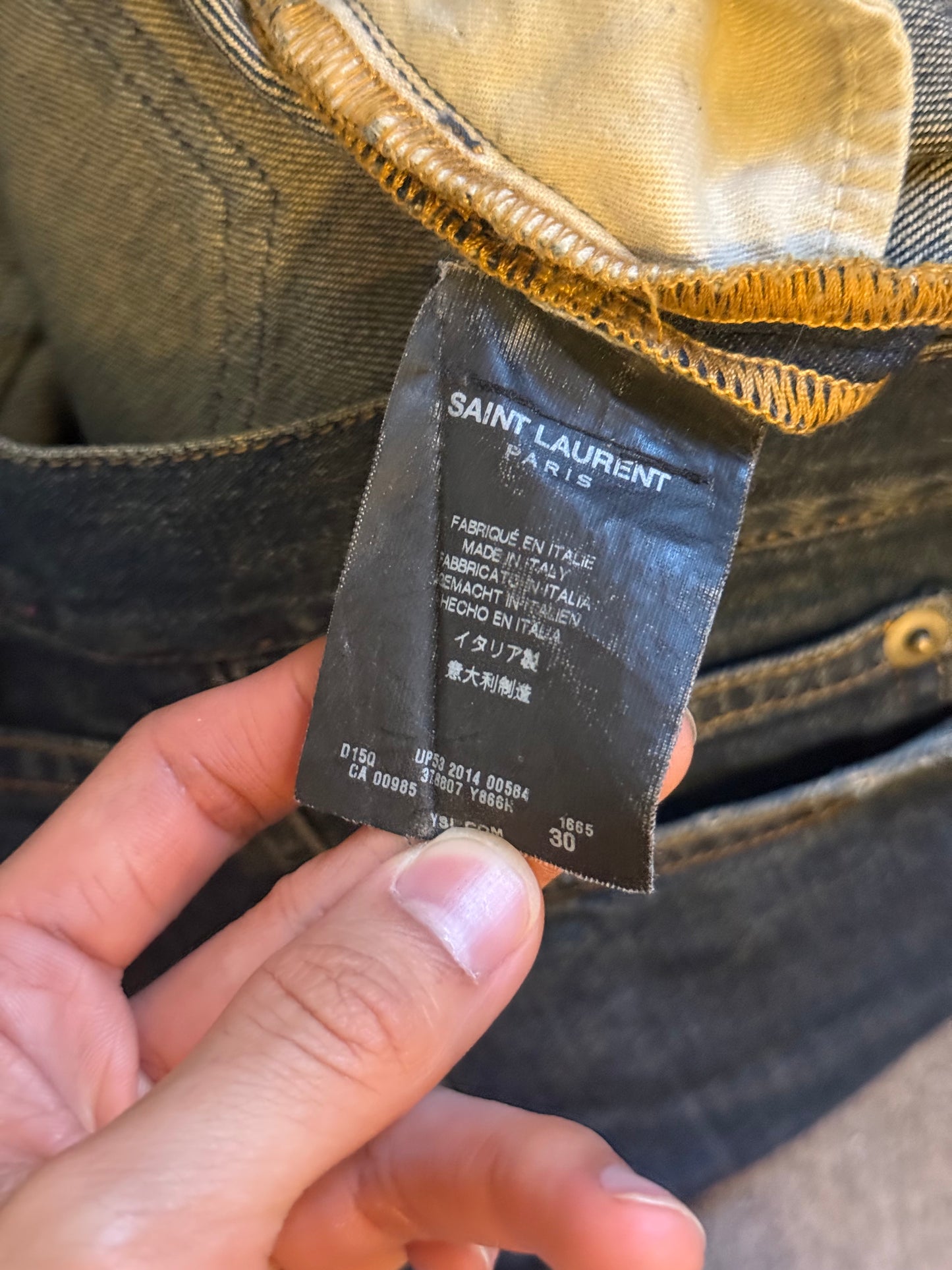 Saint Laurent dark blue d09 raw hem denim