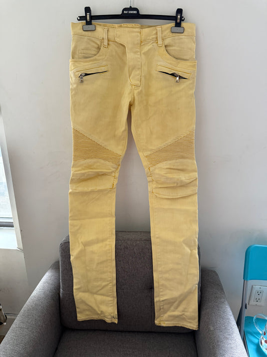 Balmain decarnin yellow moto pants