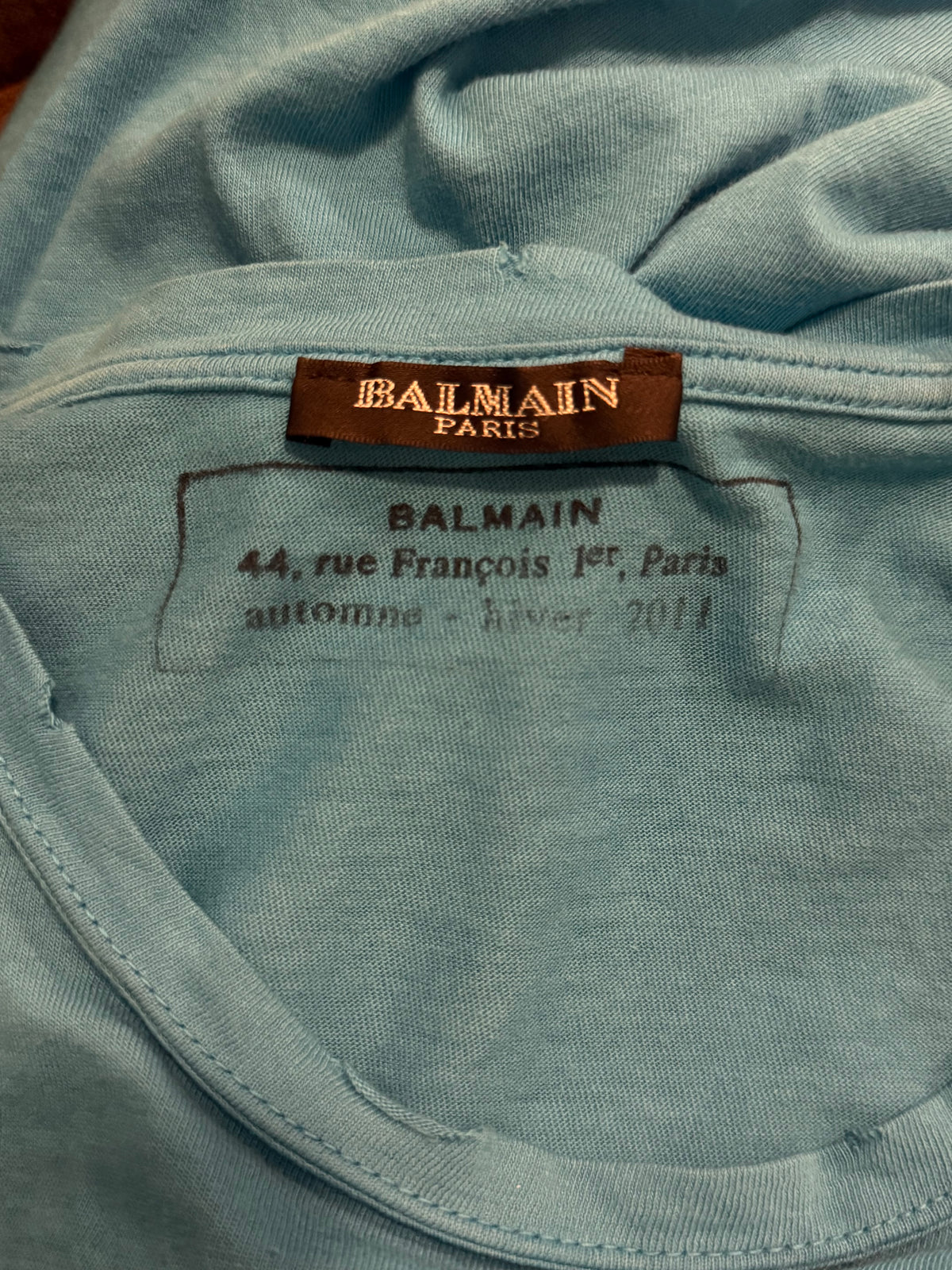 Balmain decarnin 2011AW Men's Blue crest shirt size XS distressed