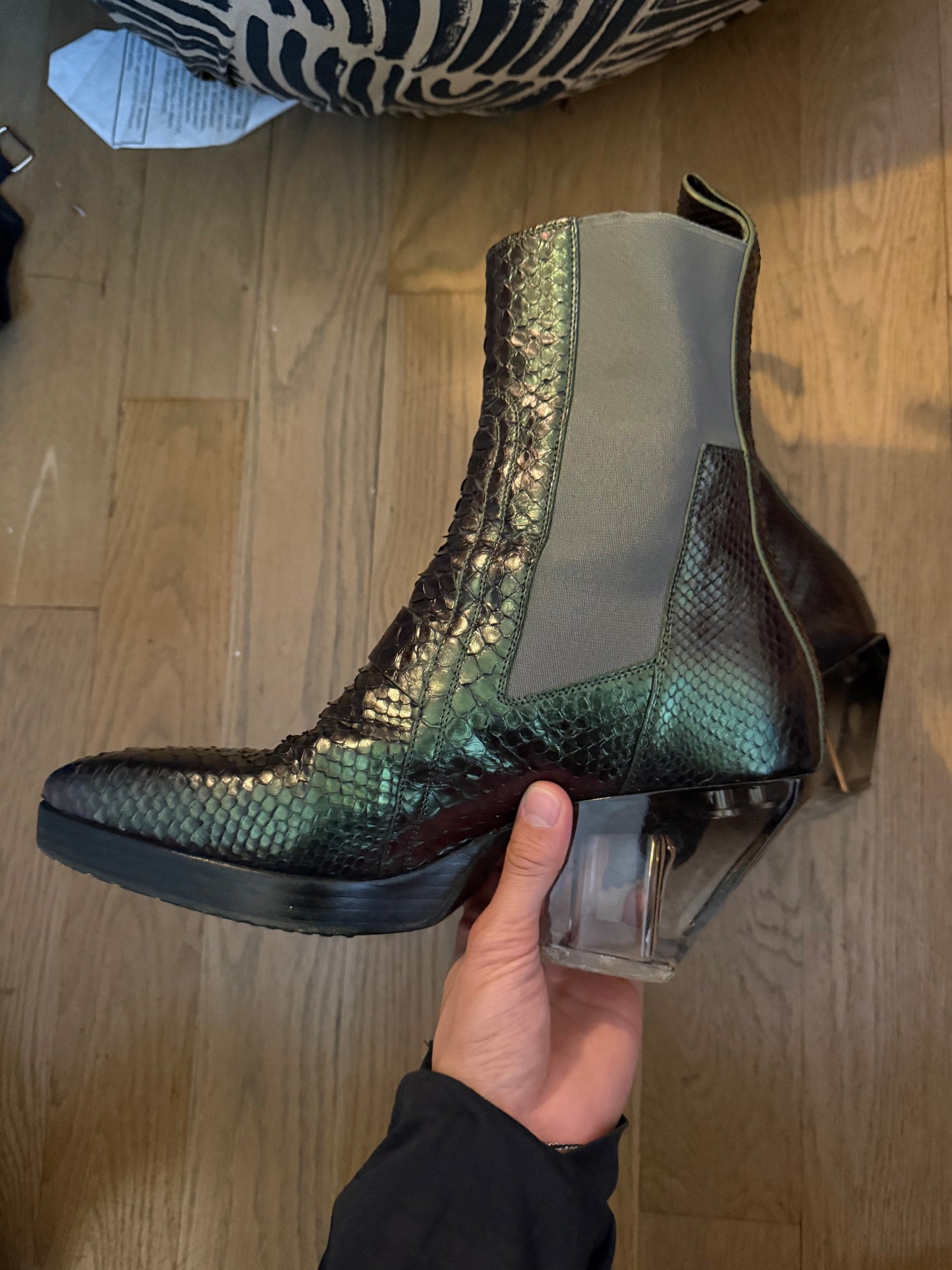 Rick Owens edfu python silver boots