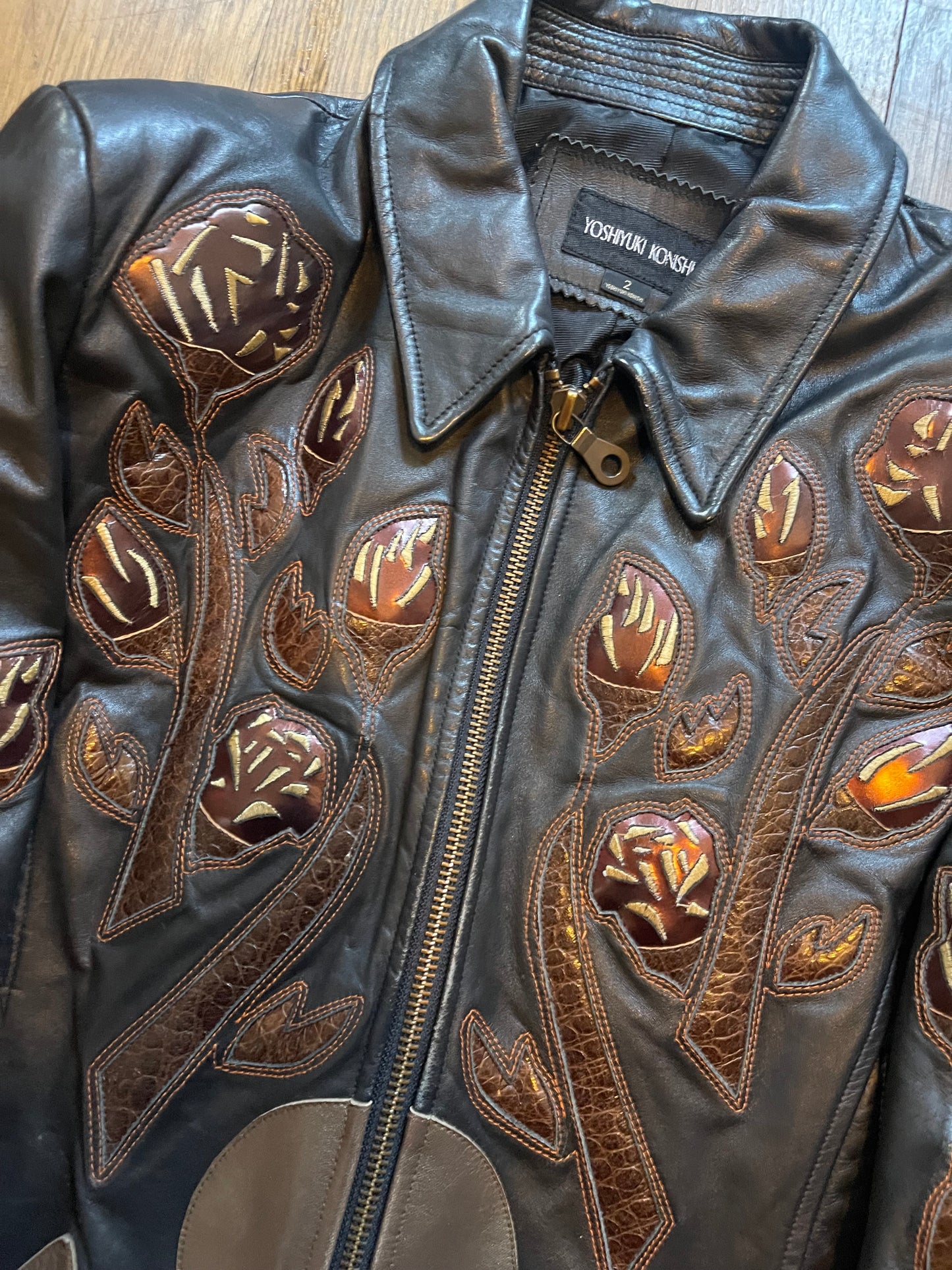 Yoshiyuki Konishi floral leather jacket