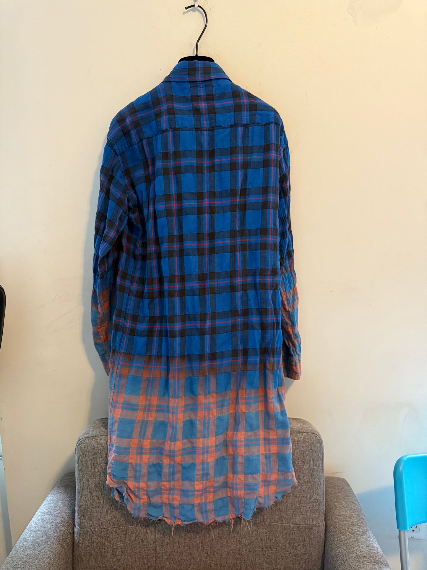 Saint Laurent FW15 bleached flannel elongated shirt