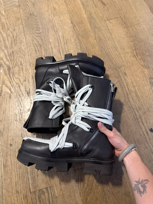 Rick Owen’s SS20 bronze megalace boots
