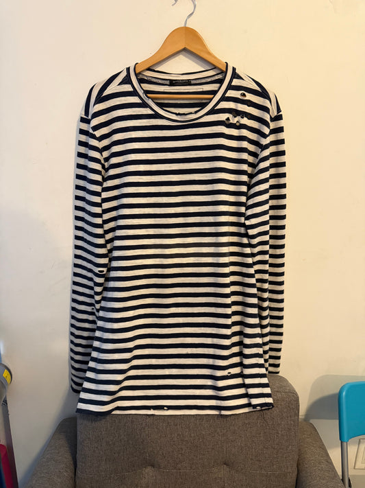 Balmain AW10 striped long sleeve shotgun sweater