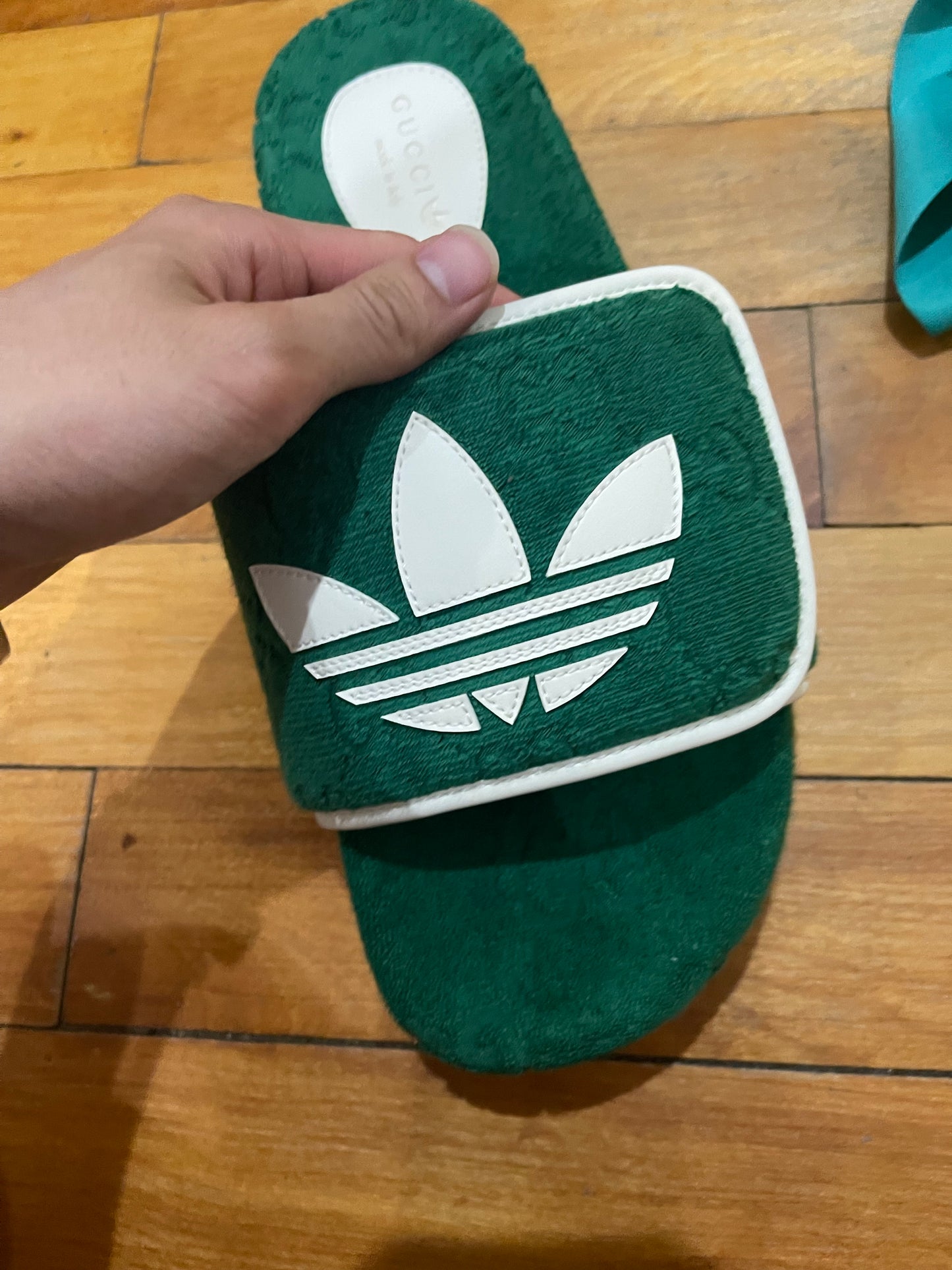 Gucci adidas green sandals