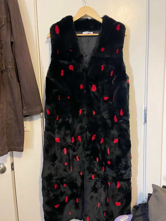 JW Anderson 2016AW blood spot rabbit fur vest overcoat