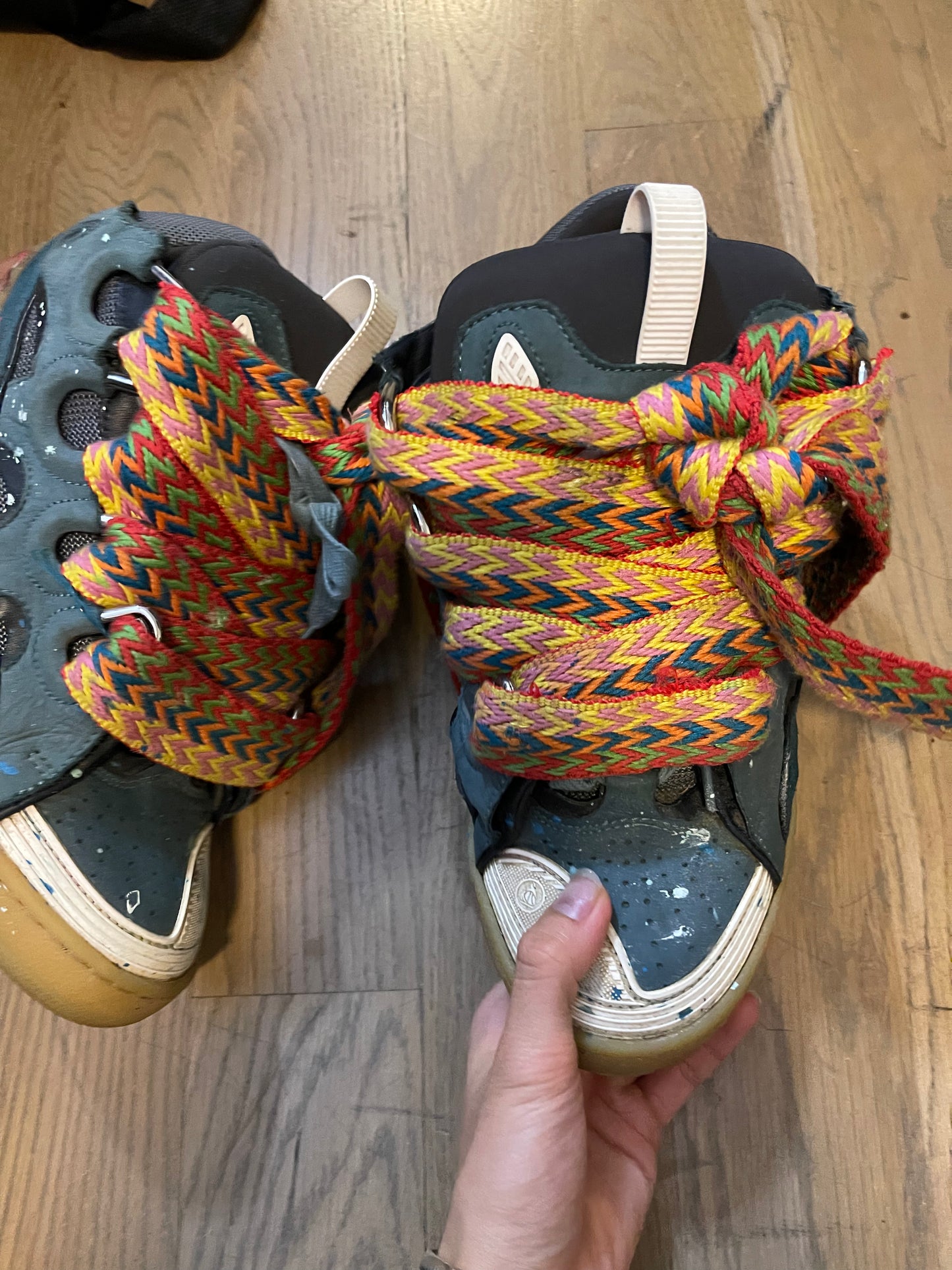 Lanvin painted graffiti curb sneakers