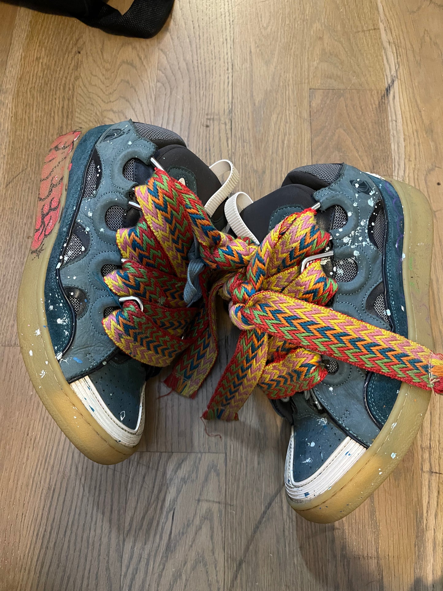 Lanvin painted graffiti curb sneakers