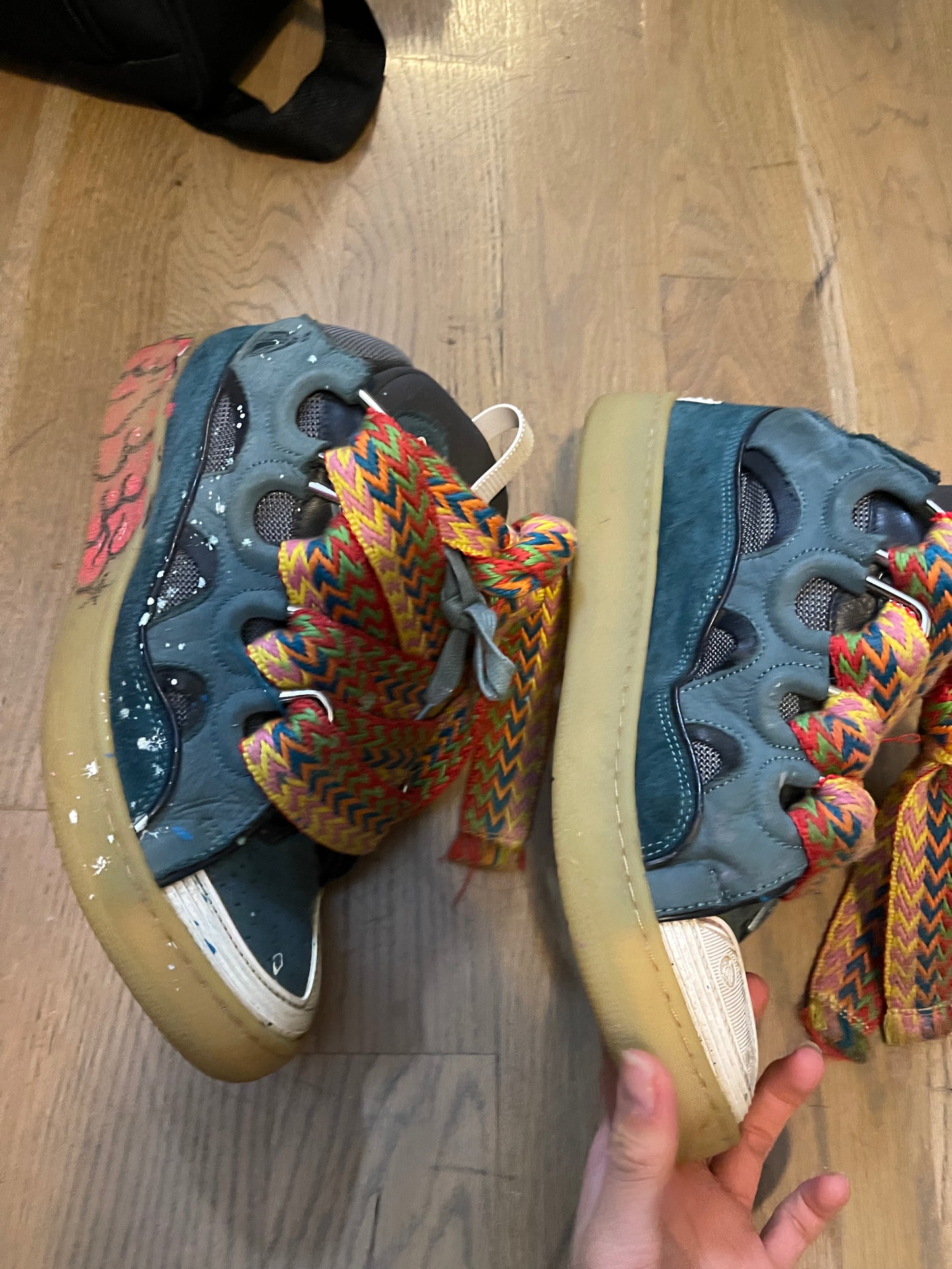 Lanvin painted graffiti curb sneakers