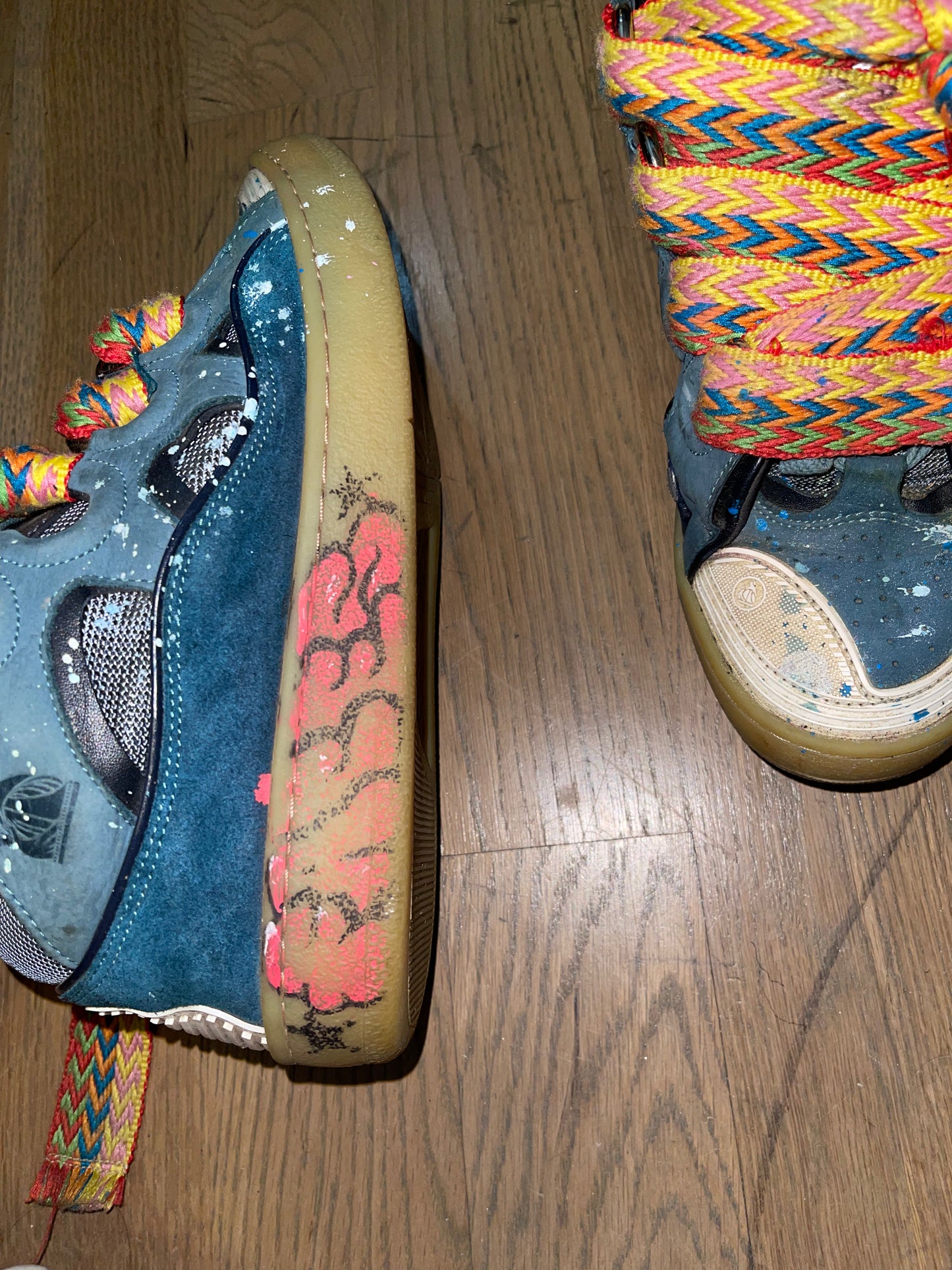 Lanvin painted graffiti curb sneakers